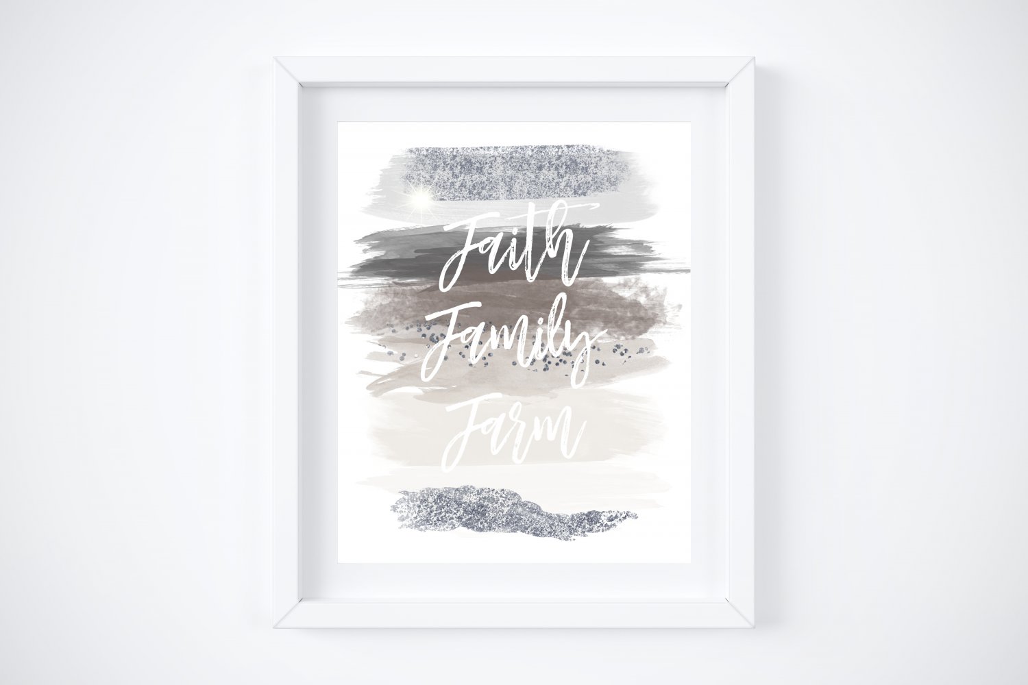 Faith Family Farm ~ Farm Style Watercolor Brush Art Print with Quote: 8" x 10"