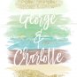 Choose 2 names (personalized) ~ Watercolor Brush Art Print: 8" x 10" ~ Wedding, Family, etc...