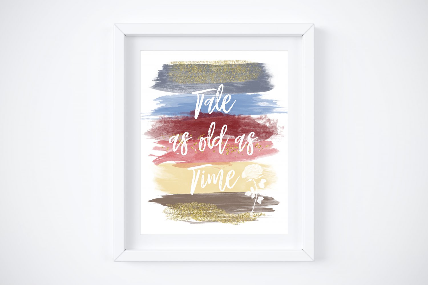Belle - Beauty and the Beast Watercolor Brush Art Print with Quote: 8" x 10"