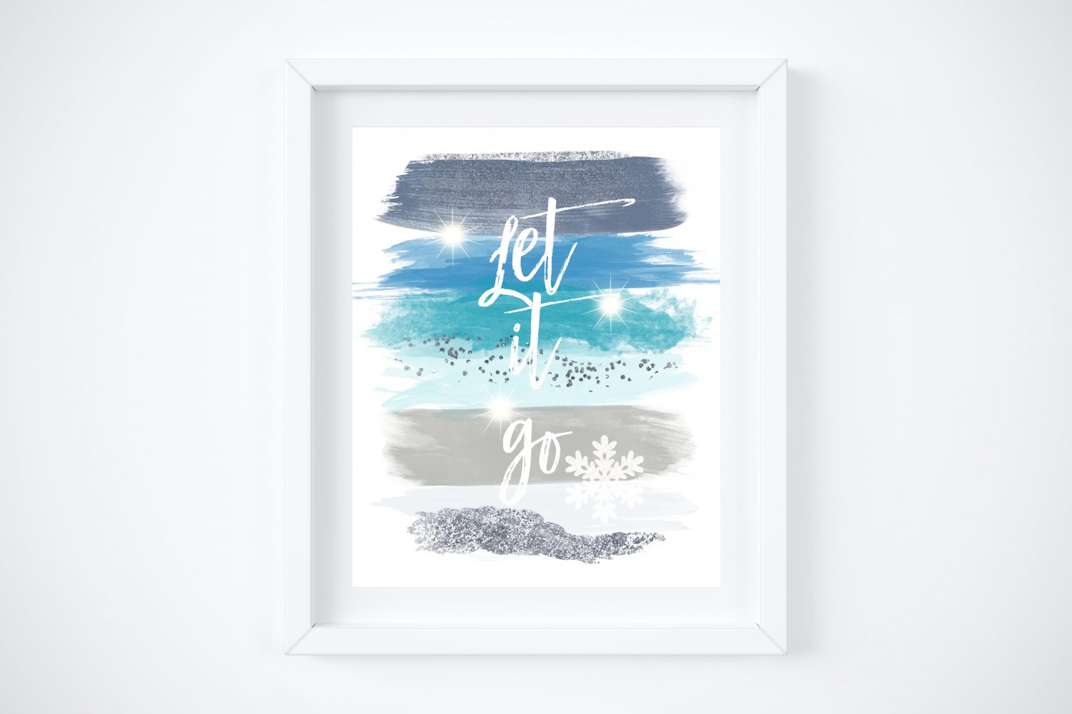 Frozen Elsa Watercolor Brush Art Print with Quote: 8" x 10" Let it Go