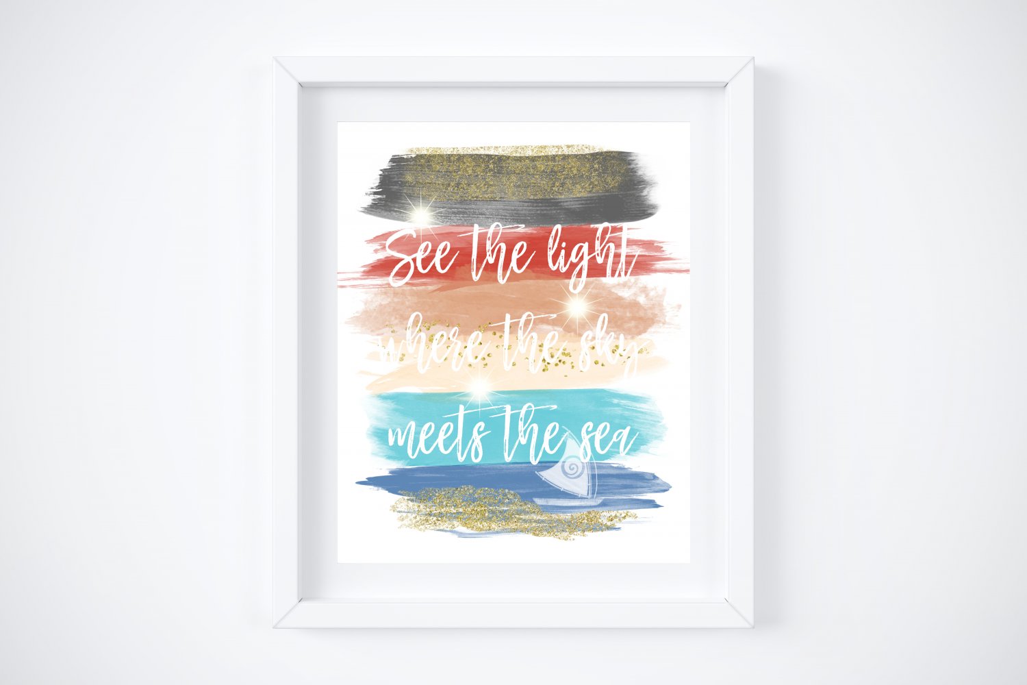 Moana Watercolor Brush Art Print with Quote: 8" x 10"