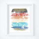 Moana Watercolor Brush Art Print with Quote: 8" x 10"