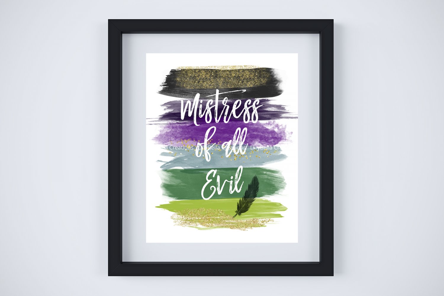 Maleficent - Sleeping Beauty Watercolor Brush Art Print with Quote: 8" x 10"