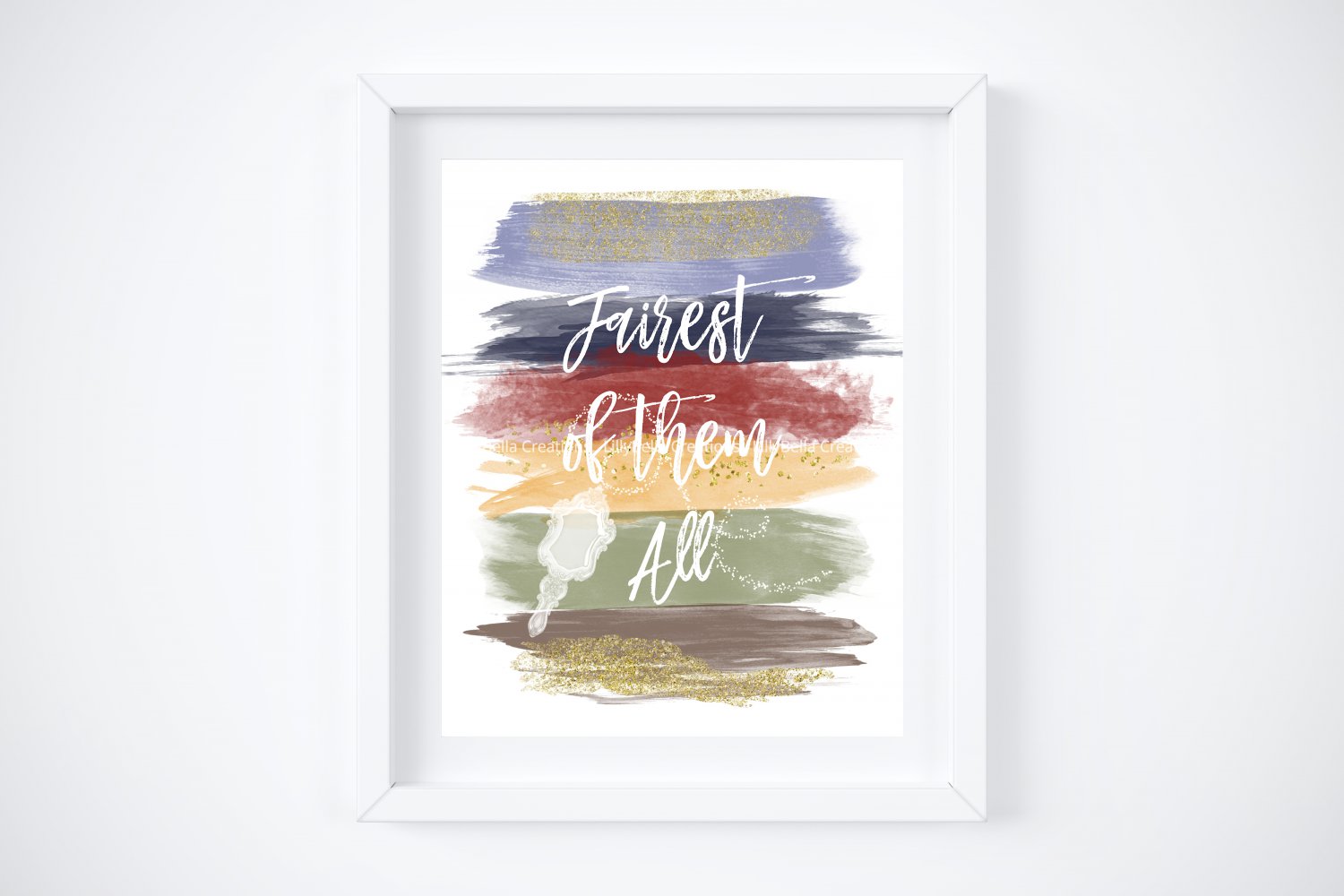Snow White Watercolor Brush Art Print with Quote: 8" x 10"