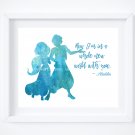 Aladdin Watercolor Silhouette with Quote 10" x 8" + Greeting Card ~ Jasmine