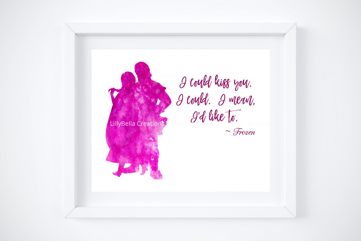 Frozen Watercolor Silhouette with Quote 10" x 8" + Greeting Card ~ Anna & Kristoff