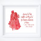 Snow White Watercolor Silhouette with Quote 10" x 8" + Greeting Card ~ Prince Charming