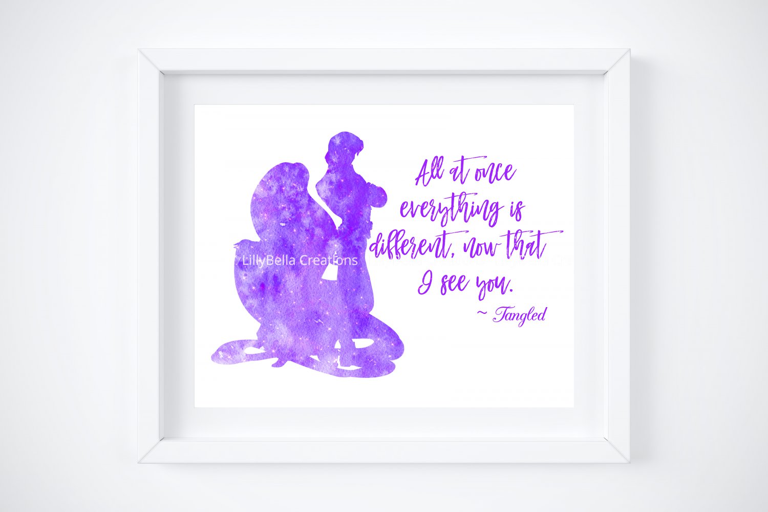 Tangled - Rapunzel Watercolor Silhouette with Quote 10" x 8" + Greeting Card ~ Flynn