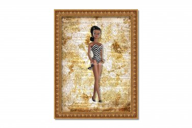 Barbie ~ Dictionary Digital Art Print ~ 8" x 10" - African American, Black, Dark Skin, Watercolor