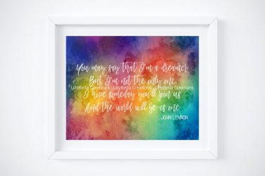 John Lennon Song Watercolor Digital Art Print ~ 14" x 11" ~ Imagine, Peace, Love & Dreamer