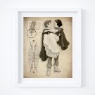 Snow White and Prince Charming - Vintage Style Postcard Art Print: 8" x 10"