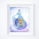 Cinderella Silhouette Watercolor Art Print: 8" x 10"