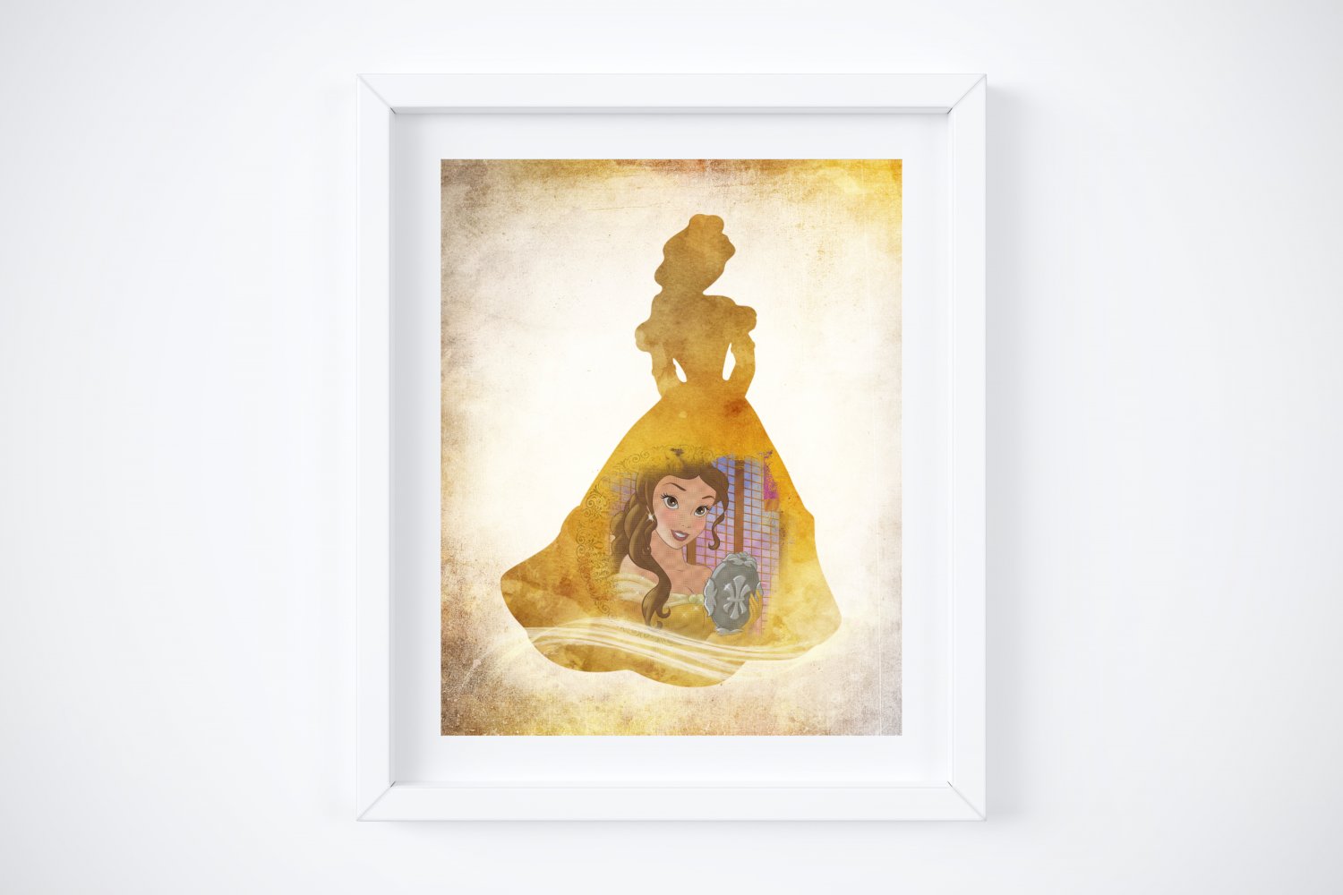 Belle ~ Beauty and the Beast Silhouette Watercolor Art Print: 8" x 10"