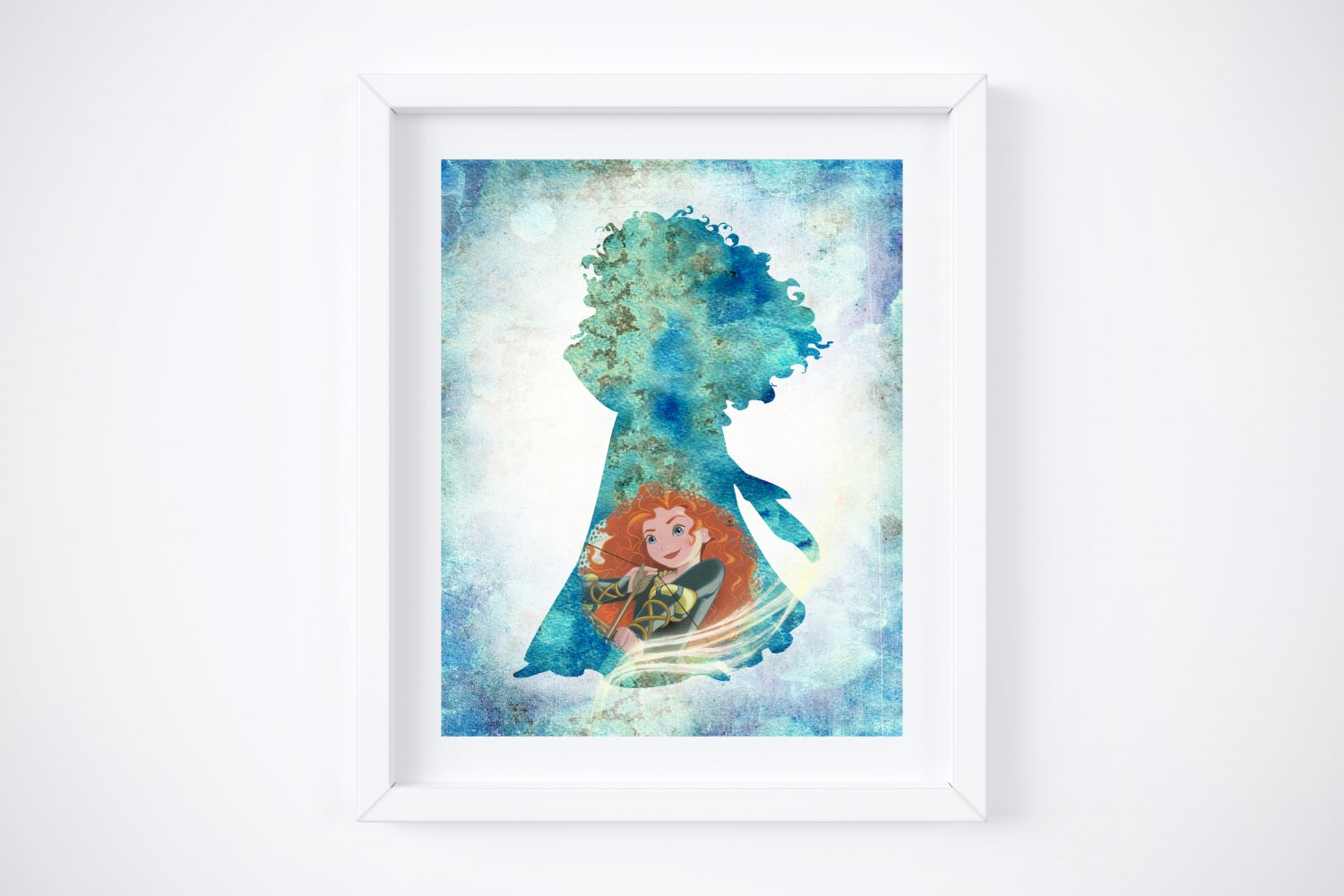 Merida ~ Brave Silhouette Watercolor Art Print: 8" x 10"