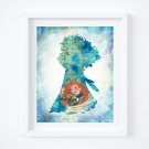 Merida ~ Brave Silhouette Watercolor Art Print: 8" x 10"