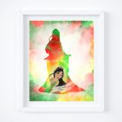 Mulan Silhouette Watercolor Art Print: 8" x 10"