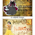 Halloween Snow White - 5 x 7 inch Color Postcards - Vintage Style ~ Steampunk & Candy Corn