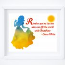 Snow White Silhouette Watercolor with Quote Art Print: 8" x 10"