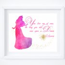Aurora Silhouette Watercolor with Quote Art Print: 8" x 10" ~ Sleeping Beauty