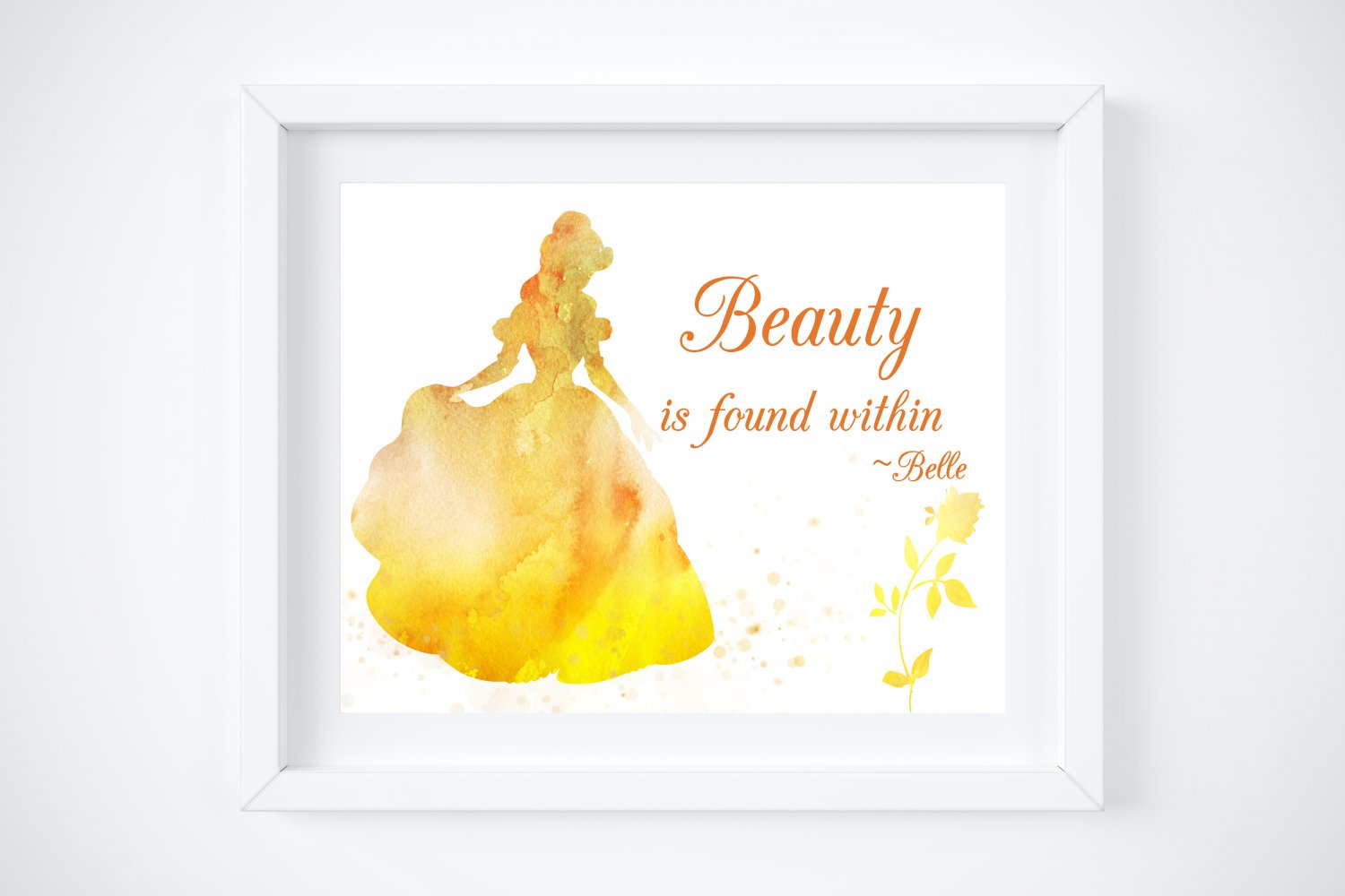 Belle Silhouette Watercolor with Quote Art Print: 8" x 10" ~ Beauty and the Beast
