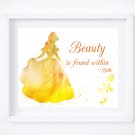 Belle Silhouette Watercolor with Quote Art Print: 8" x 10" ~ Beauty and the Beast