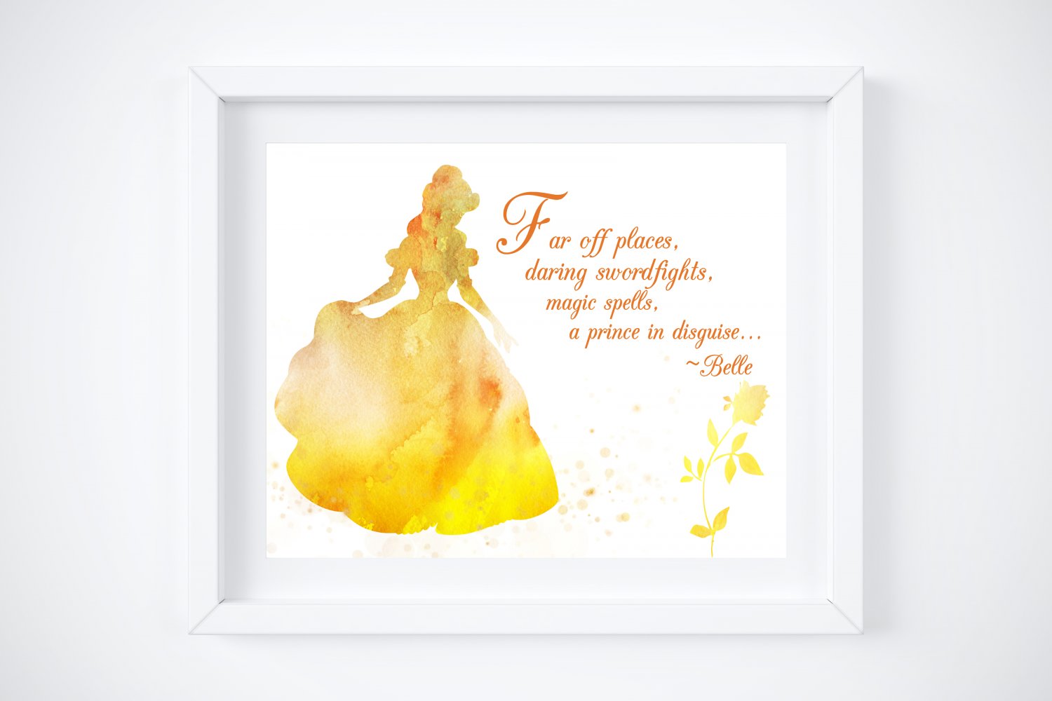 Belle Silhouette Watercolor with Quote Art Print: 8" x 10" ~ Beauty and the Beast