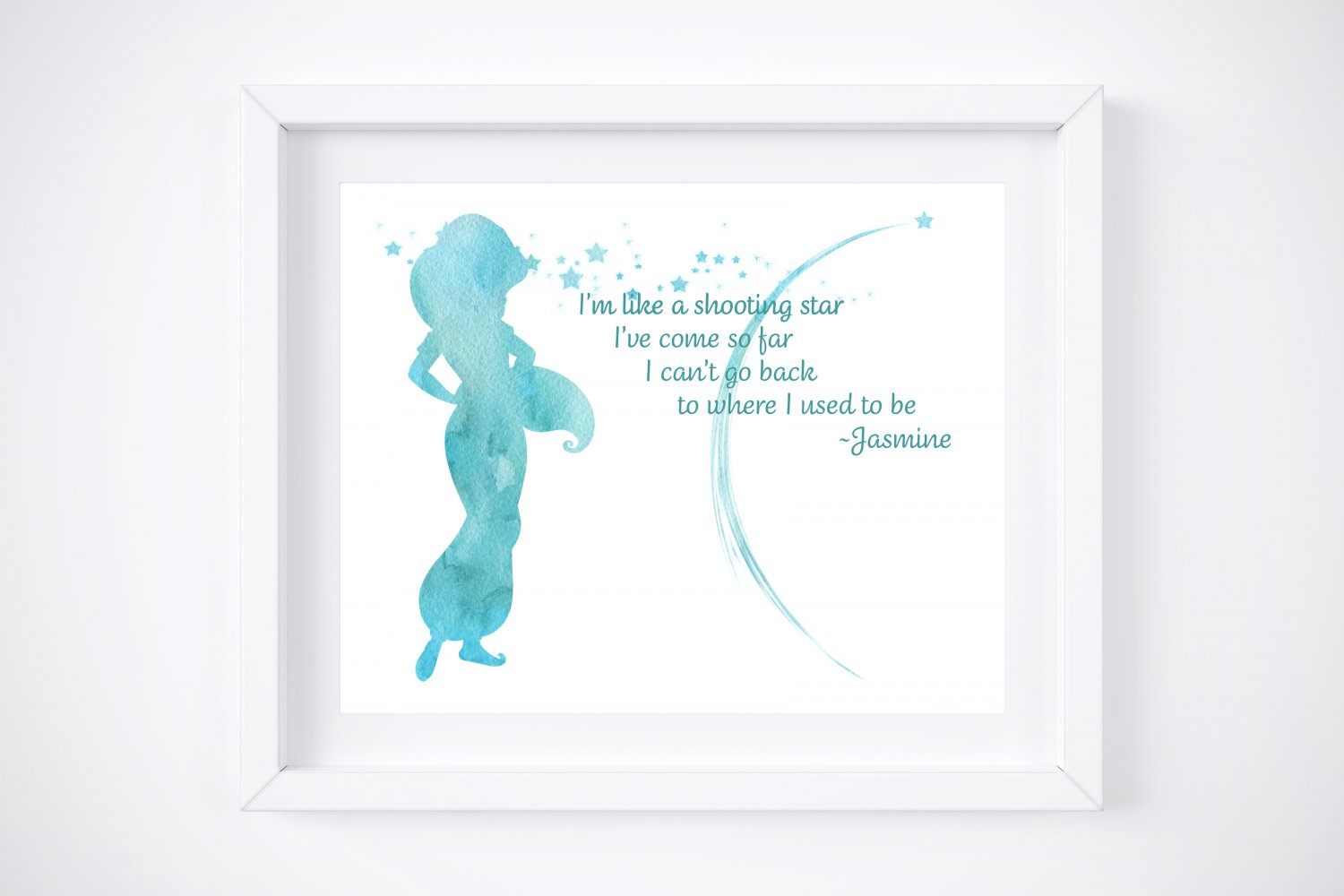 Jasmine Silhouette Watercolor with Quote Art Print: 8" x 10" ~ Aladdin
