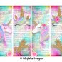 Pink Unicorn Dictionary ~ 4 Digital Art Bookmarks ~ 2.5" x 7" & 4 Tags ~ 3" x 5"