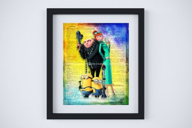 Despicable Me Dictionary Digital Art Print ~ 8" x 10" ~ Minions, Felonius Gru, Lucy Wilde