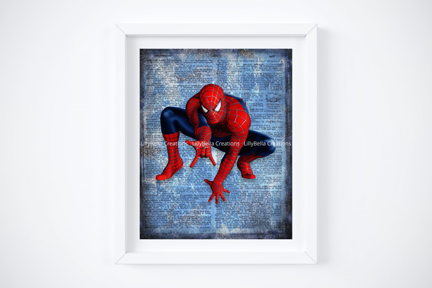 Spider-man ~ Marvel Dictionary Digital Art Print ~ 8" x 10"