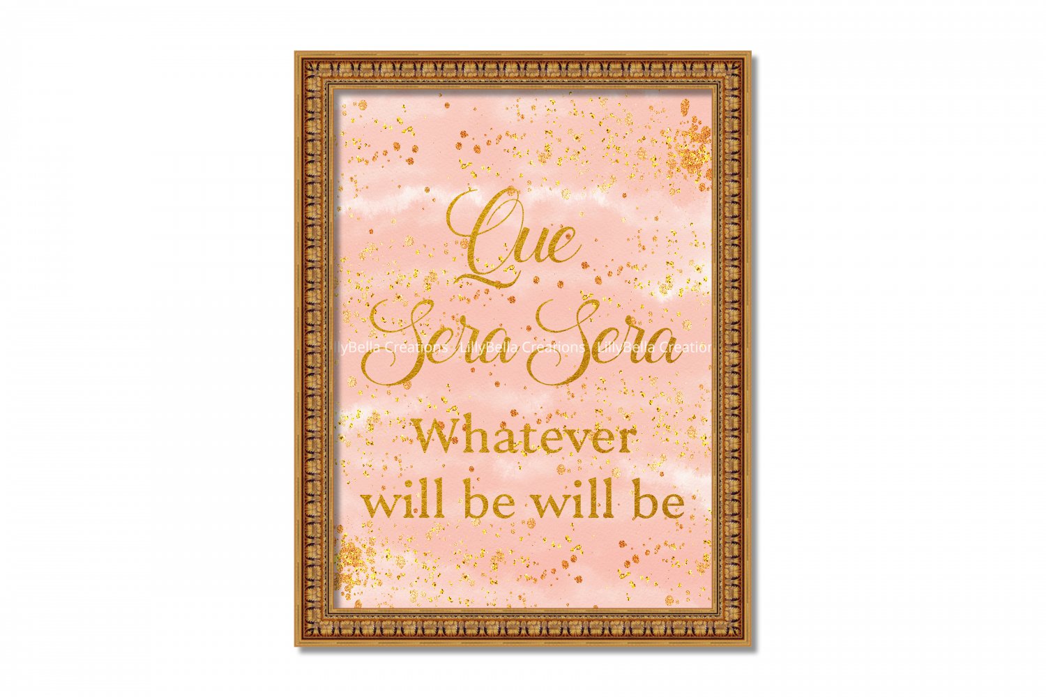 Que Sera Sera Song ~ Doris Day Watercolor Art Print: 8" x 10" ~ Gold Glitter, Pink, Whatever will be