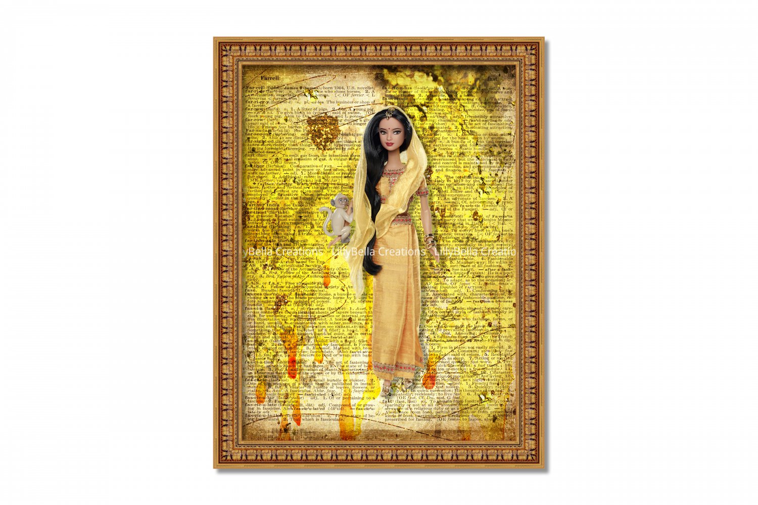 India Barbie Dictionary Digital Art Print ~ 8" x 10" - Watercolor, Bollywood, Sari, Classic