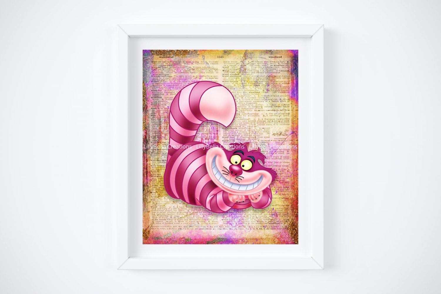 Cheshire Cat ~ Alice in Wonderland Dictionary Digital Art Print ~ 8" x 10"