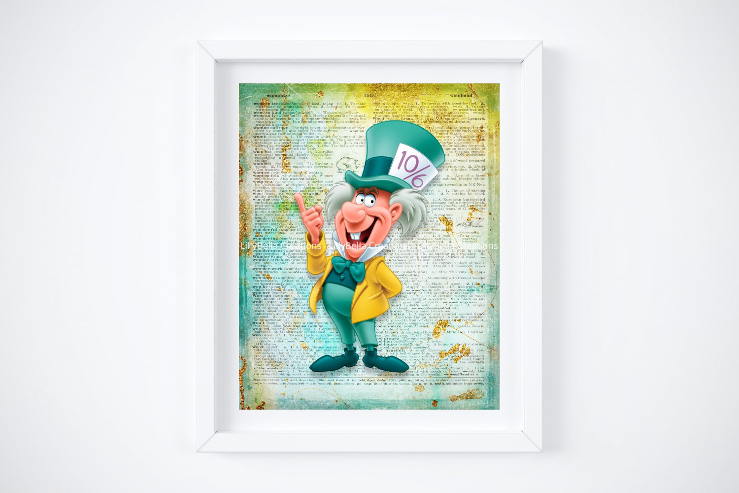 Mad Hatter ~ Alice in Wonderland Dictionary Digital Art Print ~ 8" x 10"