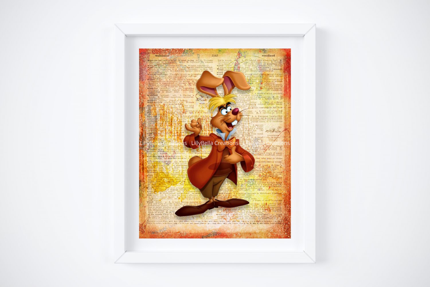 March Hare ~ Alice in Wonderland Dictionary Digital Art Print ~ 8" x 10"