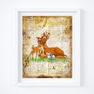 Bambi Dictionary Digital Art Print ~ 8" x 10" ~ Thumper, Mother, Deer