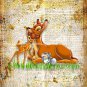 Bambi Dictionary Digital Art Print ~ 8" x 10" ~ Thumper, Mother, Deer