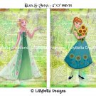 Elsa and Anna ~ Frozen Fever Dictionary Digital Art Prints ~ 5" x 7"