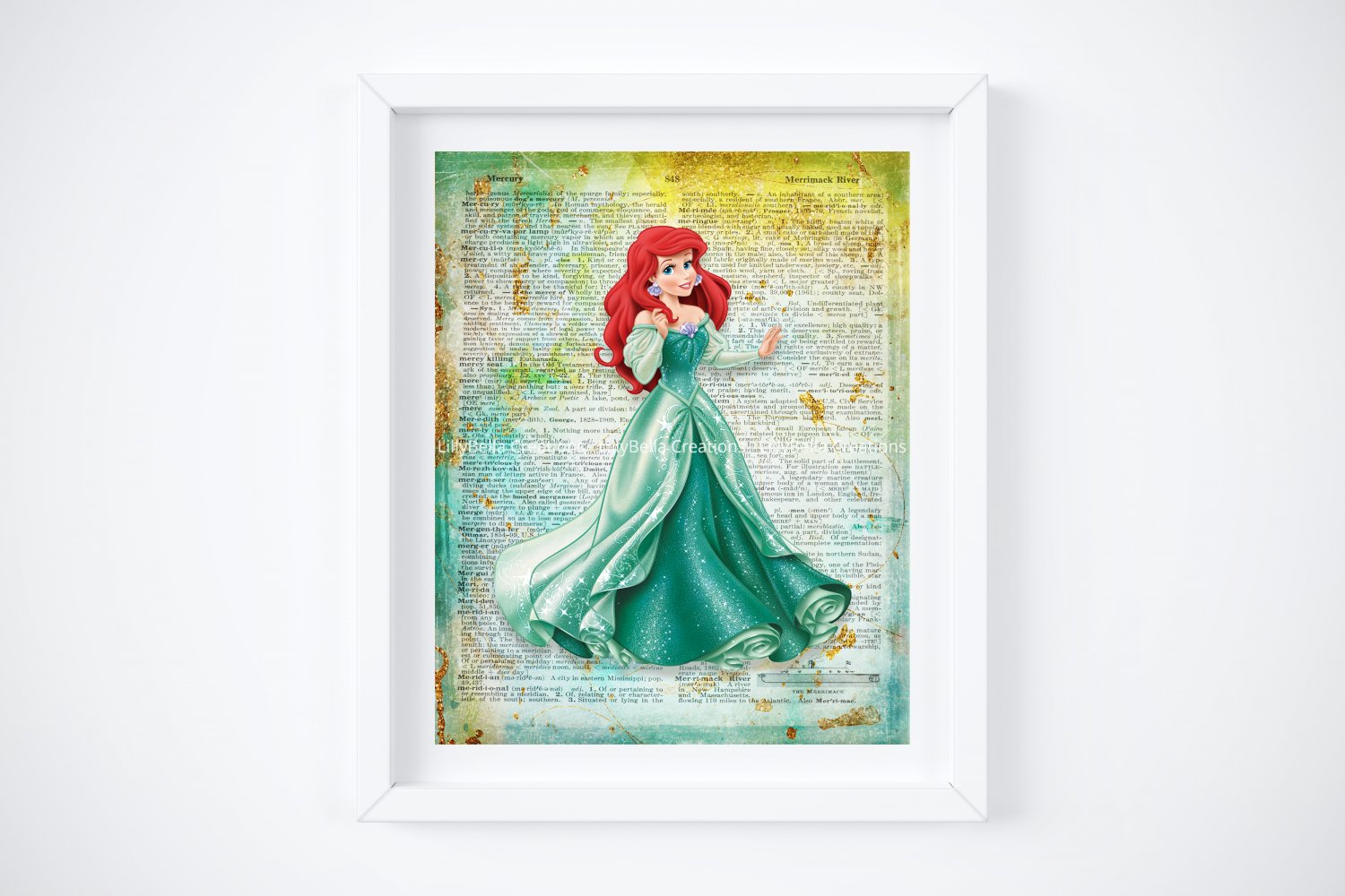 Ariel ~ The Little Mermaid Dictionary Digital Art Print ~ 8" x 10"