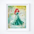 Ariel ~ The Little Mermaid Dictionary Digital Art Print ~ 8" x 10"