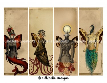 Steampunk ~ 20 Layered Digital Art Bookmarks ~ 2.5" x 7" ~ Victorian, Futurism, Cyberpunk