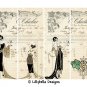 Wine Ladies ~ 12 Layered Digital Art Bookmarks ~ 2.5" x 7" - Art Deco, French Ephemera, Party