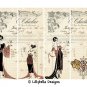 Wine Ladies ~ 12 Layered Digital Art Bookmarks ~ 2.5" x 7" - Art Deco, French Ephemera, Party