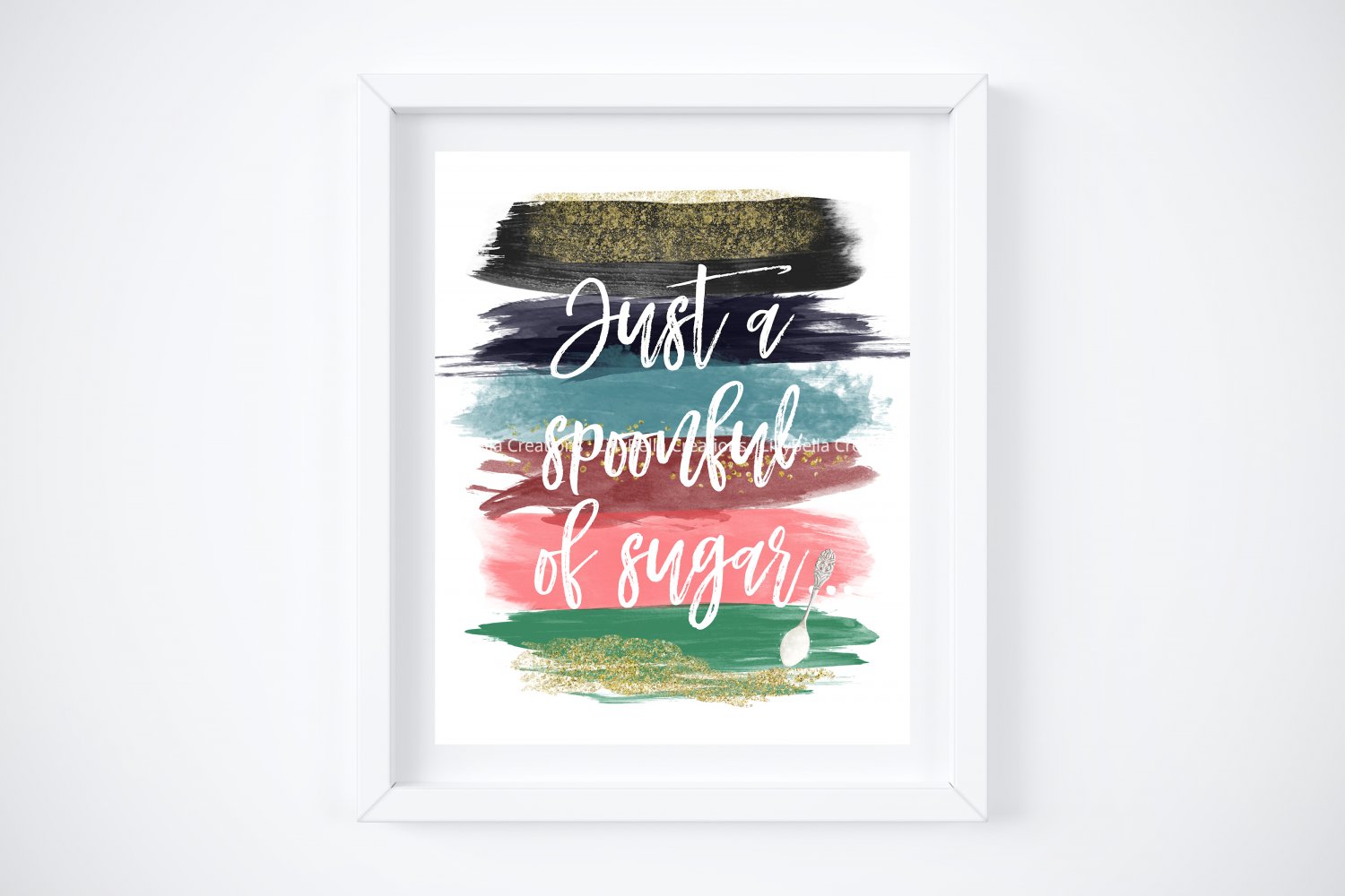 Mary Poppins Watercolor Brush Art Print with Quote: 8" x 10" ~ P L Travers, Spoonful of Sugar