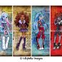 Monster High Girls ~ 12 Digital Art Bookmarks ~ without names