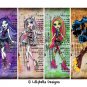 Monster High Girls ~ 12 Digital Art Bookmarks ~ without names