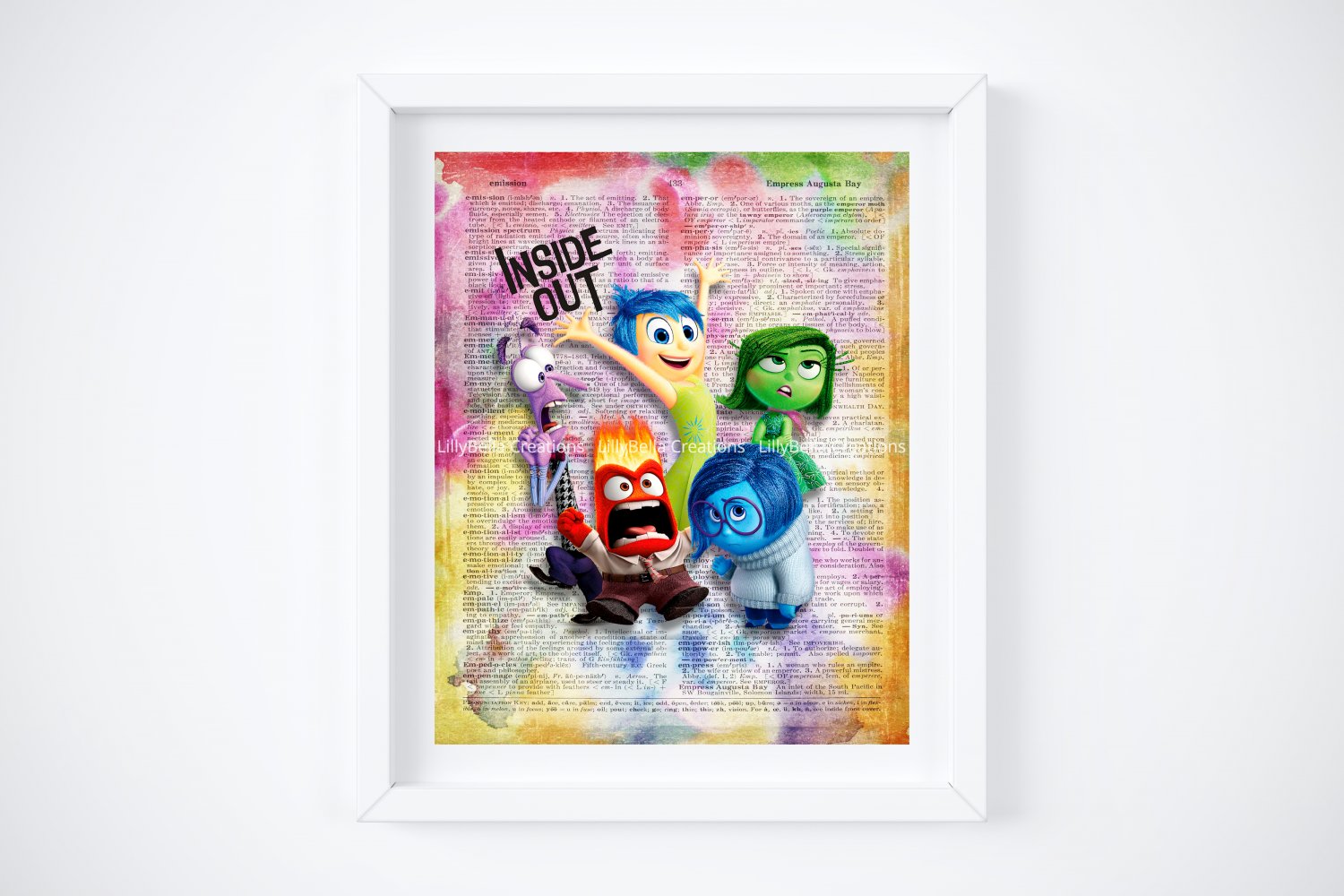 Inside Out ~ Dictionary Digital Art Print ~ 8" x 10" ~ Inside Out Emotions