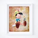Pinocchio & Jiminy Cricket Dictionary Digital Art Print ~ 8" x 10"