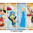 Pinocchio, Jiminy Cricket, Blue Fairy & Gepetto ~ 4 Layered Digital Art Bookmarks ~ 2.5" x 7"