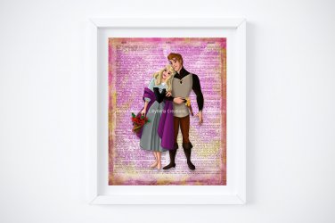 Briar Rose - Aurora & Prince Phillip ~ Sleeping Beauty Dictionary Digital Art Print ~ 8" x 10"